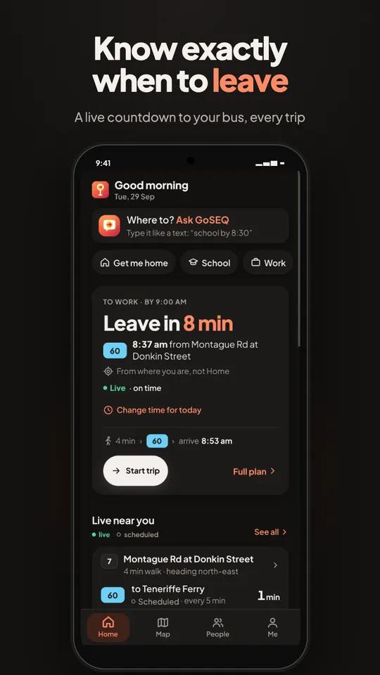 The home screen counting down to the moment you walk out the door.